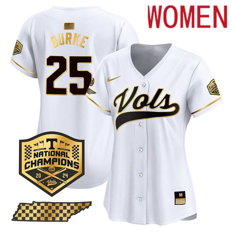 Women Tennessee Volunteers #25 Burke White 2024 Nike Champions Vapor Premier Limited NCAA Jersey style 1